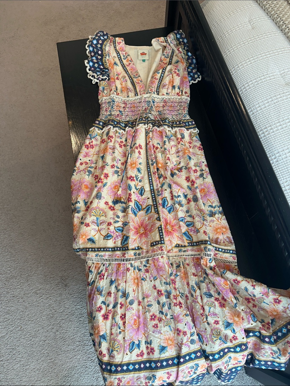FARM Rio Floral Maxi Dress in Cream, Pink & Blue - Picture 2 of 12